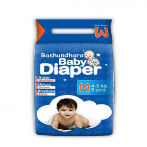 Bashundhara Baby Diaper M (4-9Kg) (5 pcs) Belt System