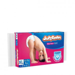 Supermom Belt System Baby Diaper (XL Size) (12-17kg) (4Pcs)