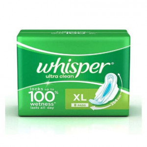 Whisper Ultra Clean Wings Sanitary Napkins XL 8 pads